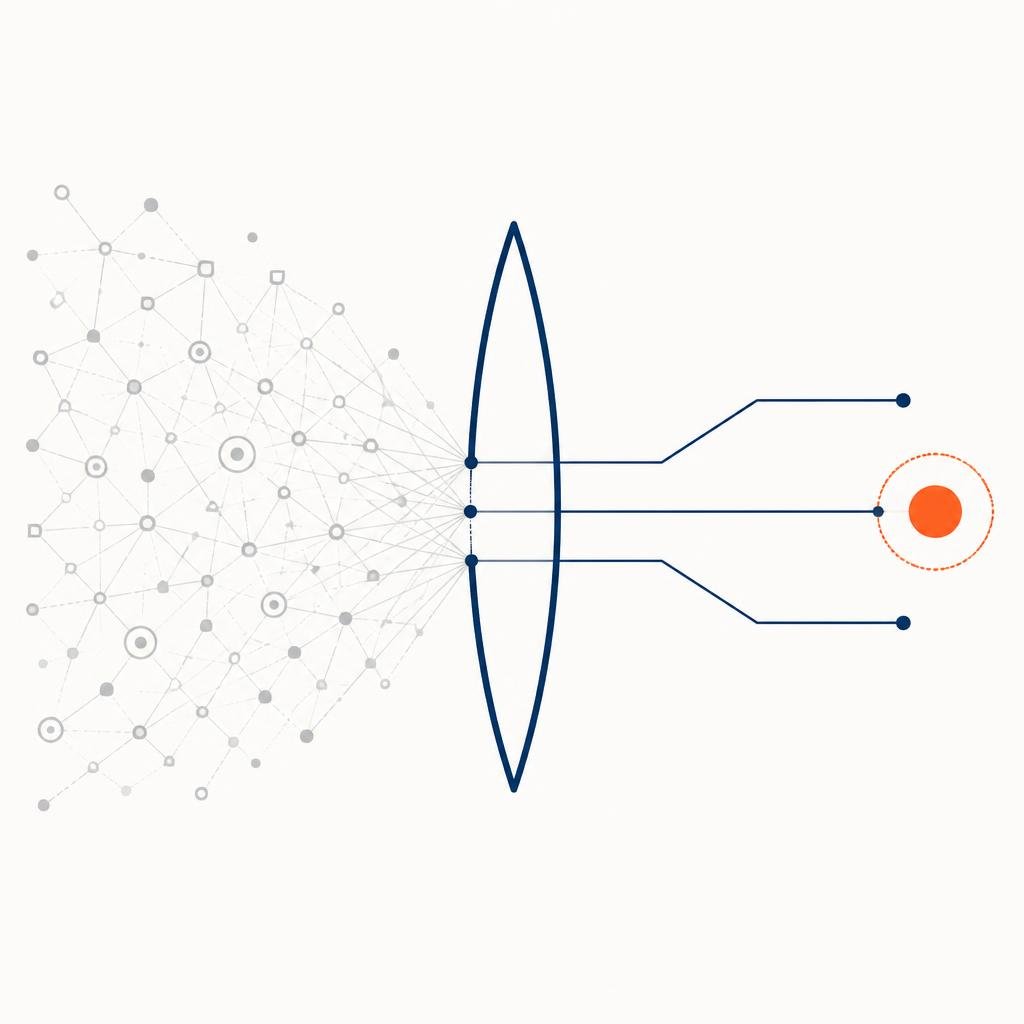 Converging architectural lines representing an AI company growth system built around one use case Converging architectural lines representing an AI company growth system built around one use case