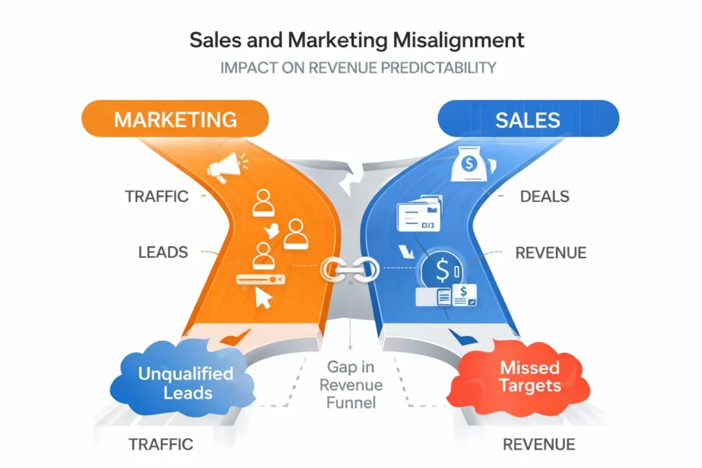 Sales-and-marketing-misalignment-gap-in-revenue-funnel